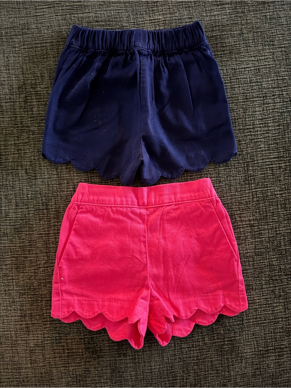 Crewcuts Girls Scalloped Hem Shorts - Navy & Hot Pink